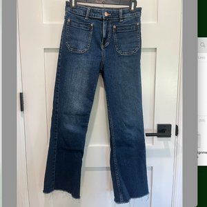 Zara front pocket dark wash jeans raw hem